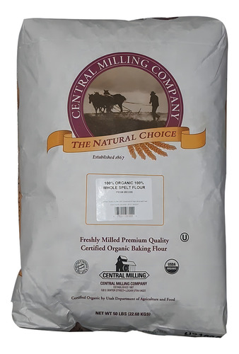 Central Milling organic whole Spelt flour 22.68kgs