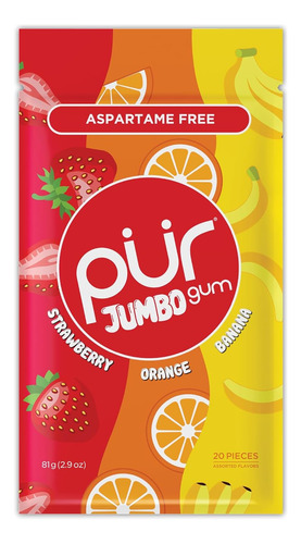 Pur Gum Jumbo strawberry banana 20p