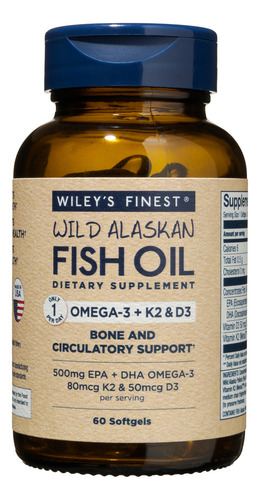 Wileys Finest Wild Alaskan Fish oil Omega-3 K2 D3 60softg