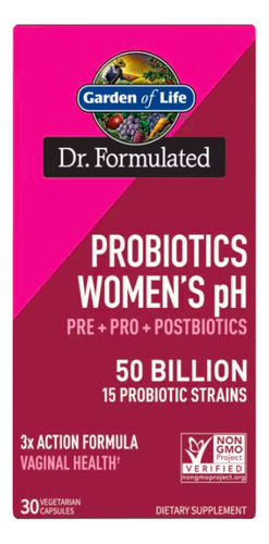 Garden of Life Dr Formulated Probiotics Womens pH Pre + Pro + Postbiotics 50 billion 30veg