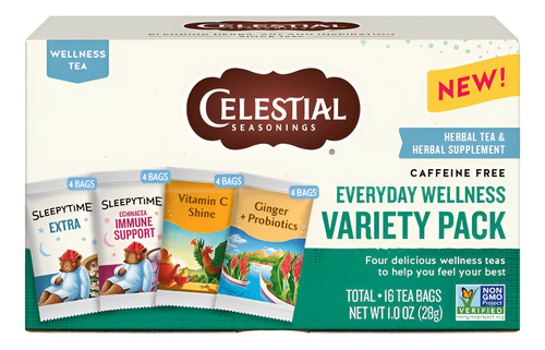 Celestial Seasonings Tea Everyday Wellness 4 Variety 16bags