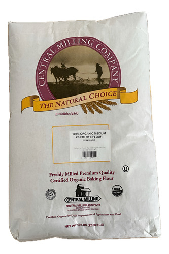 Central Milling Organic Medium white rye flour 22.68kgs