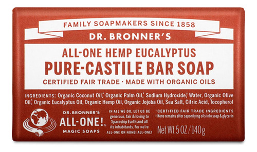 [DBAOHECBS140] Dr. Bronners all one hemp eucalyptus Castile bar soap 140g