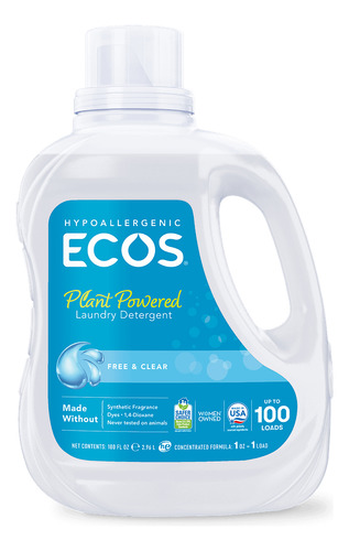Ecos Laundry detergent free & clear 2.96l