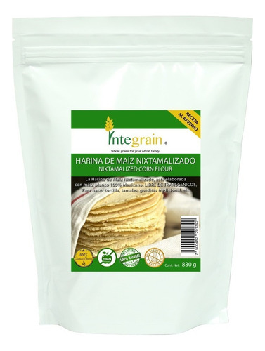 [INTE-12-HMNI-830-F] Integrain Harina De Maiz Nixtamalizado 830g
