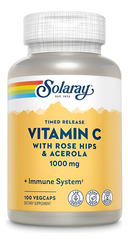 [SRAY-21-VITC-100C] Solaray Vitamin C 1000mg 100caps Veg