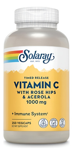 Solaray Vitamin C 1000mg Time Release Rose Hips 250caps