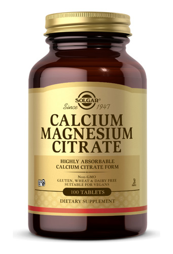 Solgar Calcium Magnesium Citrate 100tabs
