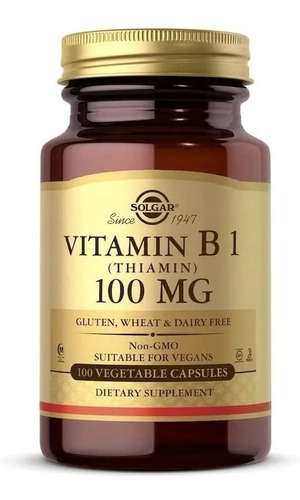 [SGAR-21-VITB-100] Solgar Vitamin B1 (Thiamin) 100 Mg 100caps