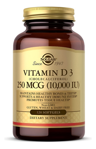 [SGAR-21-VID3-120C] Solgar Vitamin D3 250mcg 10000iu 120caps