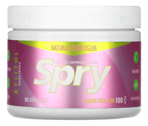 [SPRSFGUBU100] Spry Dental Defense System Sugar Free Gum Bubblegum 100pc