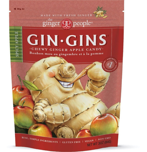 [GING-07-JCMA-84] The Ginger People Chewy apple ginger Gin Gins 84g