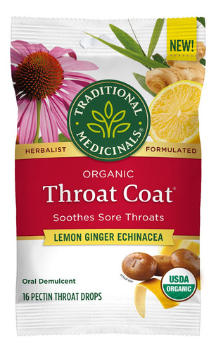 Traditional Medicinals Throat Coat Drops 16drops