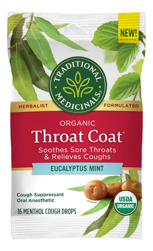[TRMETCEU16] Traditional Medicinals Throat coat eucalyptus drops 16drops