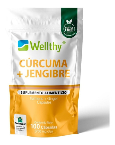 [WEL-21-CUJE-100C] Wellthy Curcuma y Jengibre 100caps