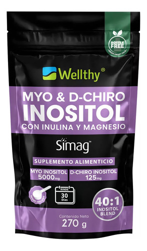 Wellthy Myo & D-Chiro Inositol con Inulina y Magnesio 270g
