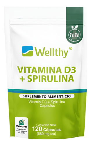 Wellthy Vitamina D3 + Espirulina 120caps