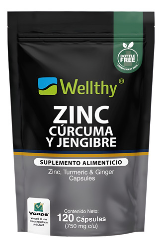 Wellthy Zinc Curcuma Jengibre 120caps
