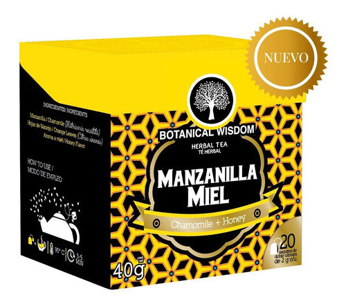 [BW23MCHA44] Botanical Wisdom Te Manzanilla Miel 20 Saquitos