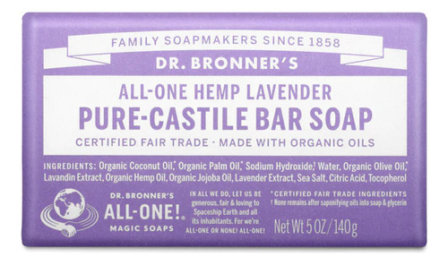 [DBAOHLCS140] Dr. Bronners all one hemp lavender bar soap 140g