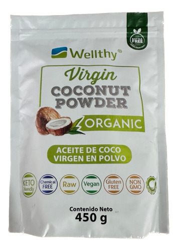 [WELACCOVIR450] Wellthy Aceite de coco virgen polvo 450g
