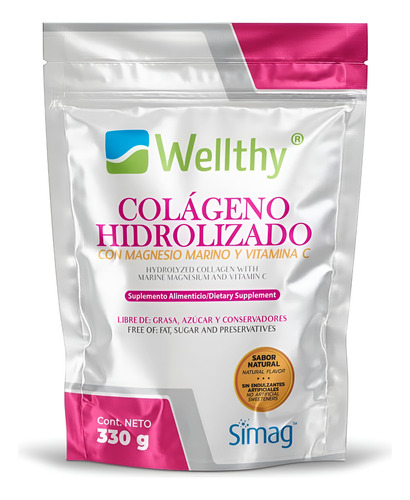 [WEL-21-CHMM-330-F] Wellthy Colageno Hidrolizado Con Magnesio Marino Vitamina C 330g