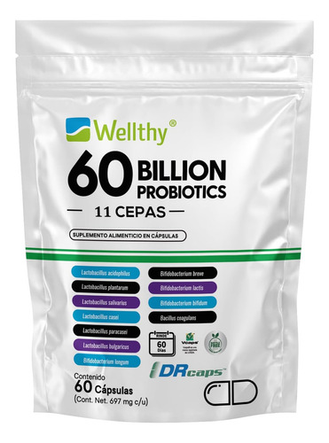 [WELPROB60B45] Wellthy Probioticos 60 Billones 11 Cepas 45cap