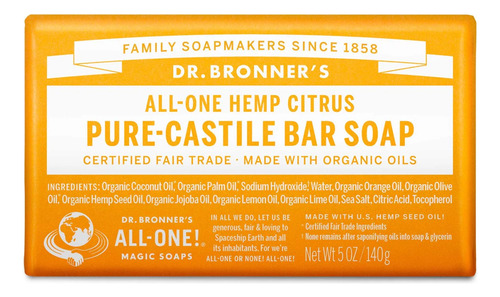 [DBSBCO140] Dr Bronner Soap bar Citrus orange 140g
