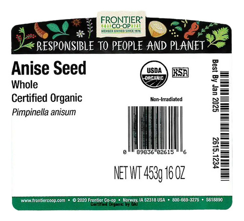[FRONANSE453] Frontier Co-op organic Anise Seed 453g