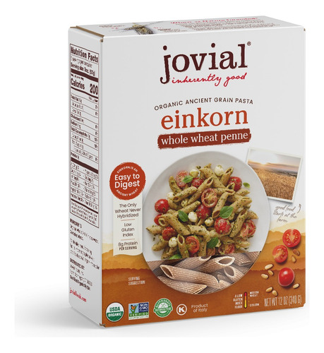 [JOVWHWHPEN340] Jovial Organic Einkorn Wholewheat Pasta Penne Rigate 340g