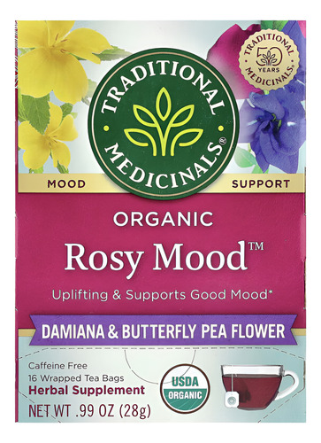 [TRMRMT16] Traditional Medicinals Rosy mood Damiana & Butterfly Pea 16s